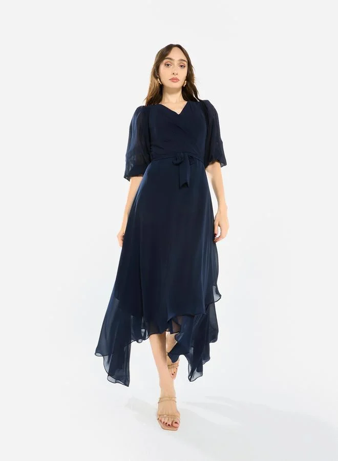 House of Moda Women Asymmetric Layered Chiffon Maxi Dress